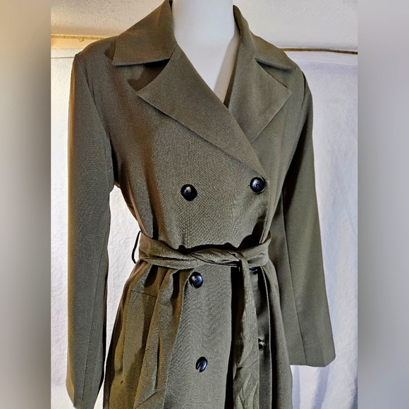 Molly Green Olive Green Trench Coat - Picture 3 of 16